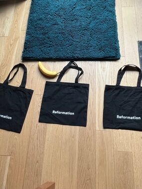 LOT OF 3 Reformation mini Black Logo Canvas Tote Bags